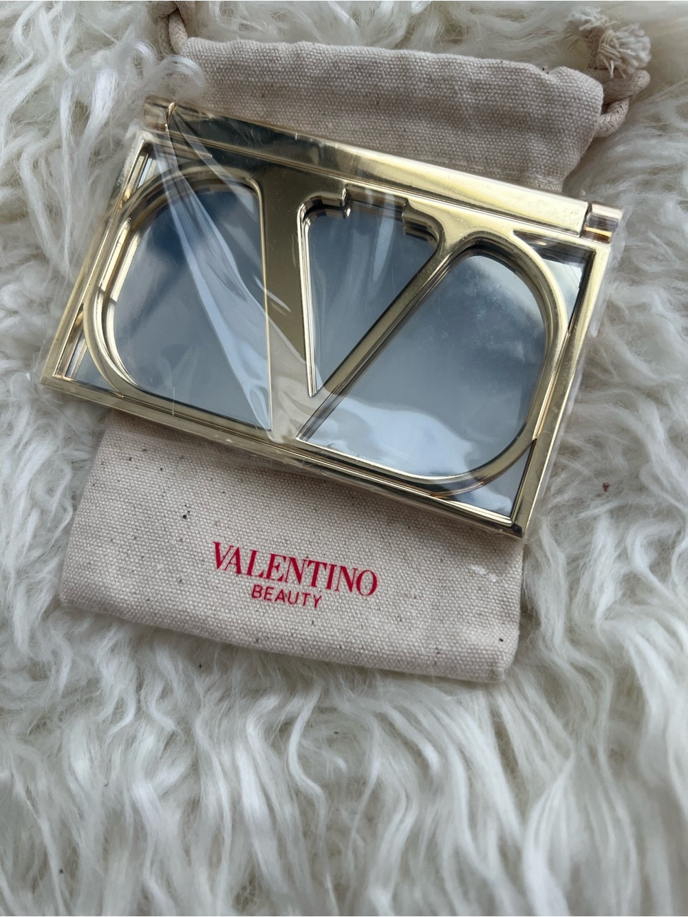 Valentino Gold Logo Compact Case with Clear Panel